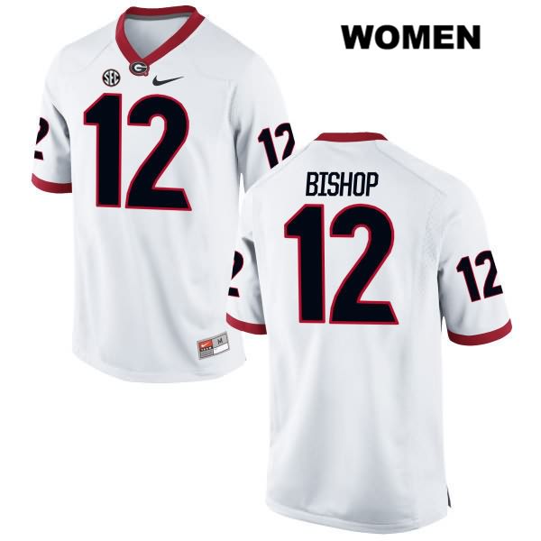 Georgia Bulldogs Women's Tray Bishop #12 NCAA Authentic White Nike Stitched College Football Jersey CIW0056RU